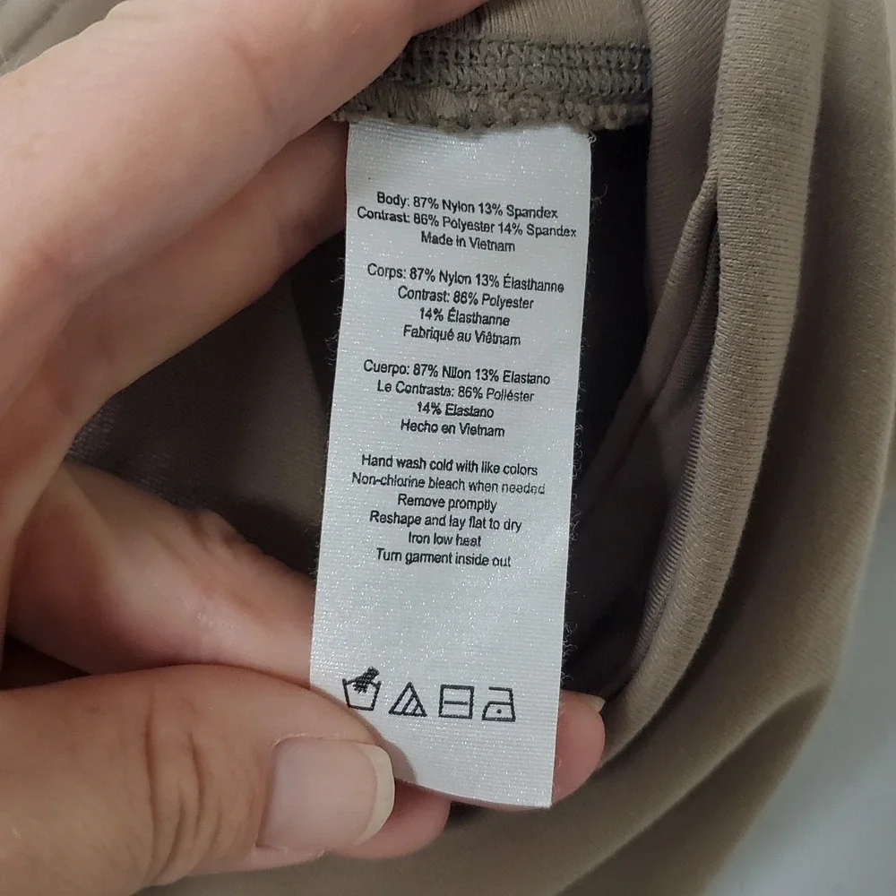 Alo Womens Stacked Pull On Tapered Leggings Size S Beige Low Rise Athletic Gym